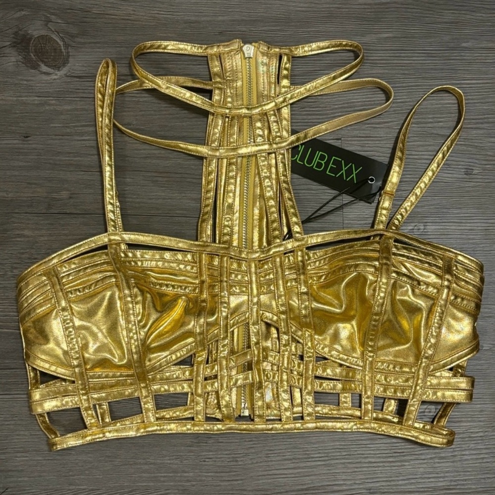 Dolls Kill / Club Exx Gold Deviant Treasure Bustier Top